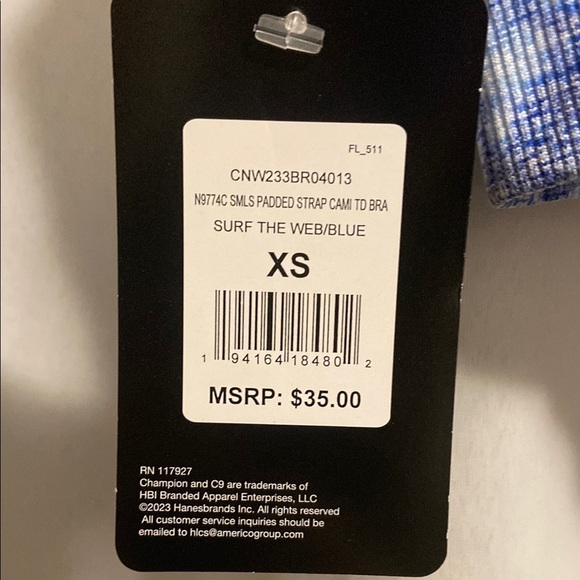 NWT Champion Women's Blue Sports Bra - Picture 3 of 3